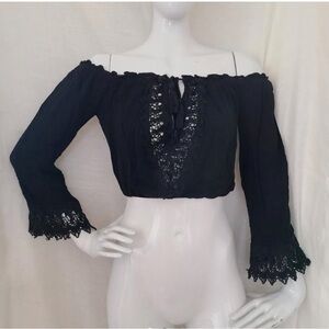 Cropped off the shoulder top